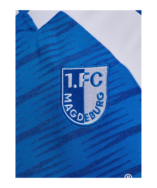 hummel 1. fc magdeburg hjemmebanetrøje 20252026 børn blå f7251
