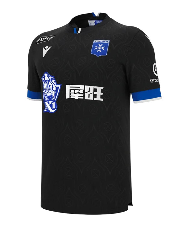 macron aj auxerre trøje udebane 20252026 sort