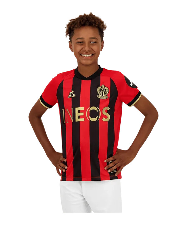 le coq sportif ogc lækker hjemmetrøje 20242025 børn rød