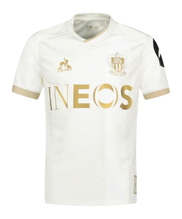 le coq sportif ogc nice udebanetrøje 20242025 børn hvid