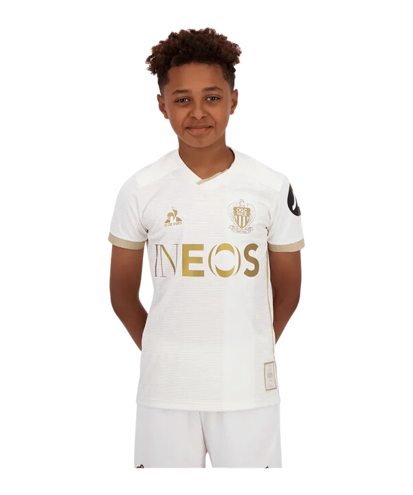 le coq sportif ogc nice udebanetrøje 20242025 børn hvid