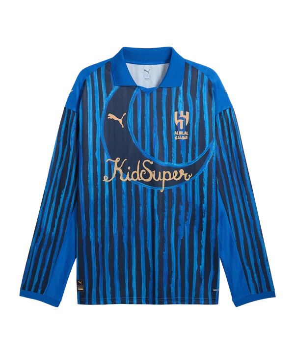puma al hilal kidsuper retro langærmet t-shirt blå f14