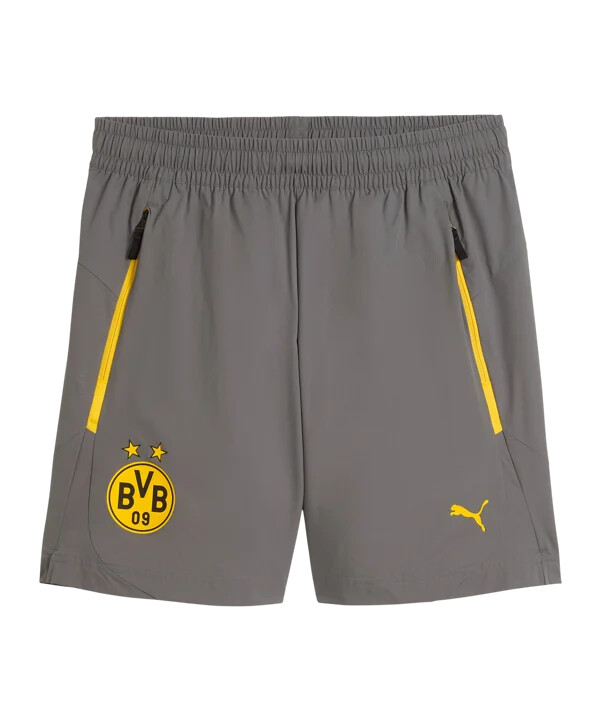 puma borussia dortmund pumatech relaxed woven shorts grå f21