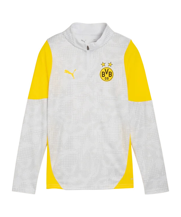 puma borussia dortmund træningstrøje med 14 lynlås børn grå f18