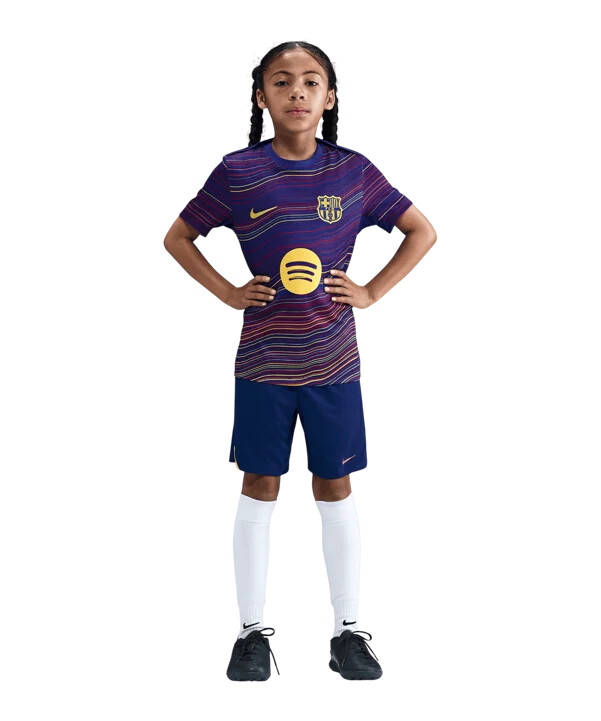 nike fc barcelona prematch shorts hjemme 202526 børn blå f456