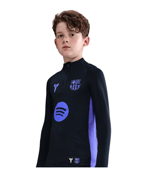 nike fc barcelona prematch t-shirt udebane 20252026 børn sort f011