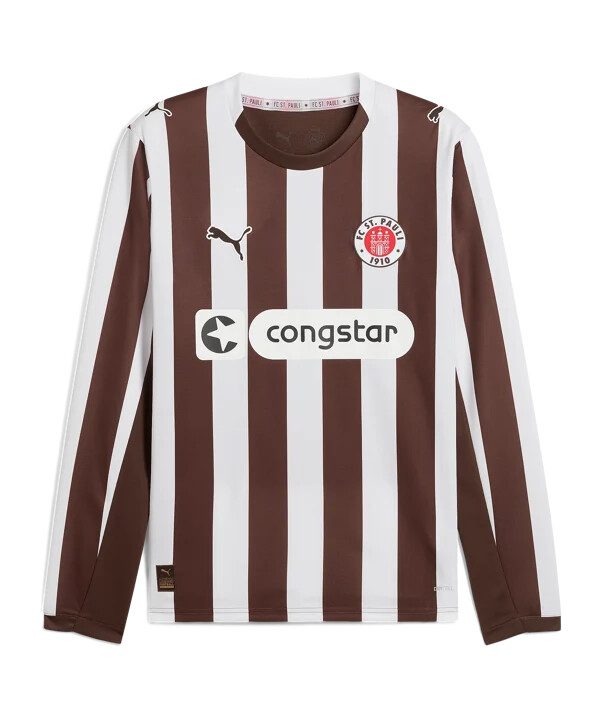 puma fc st. pauli langærmet hjemmebanetrøje 20252026 brun f01