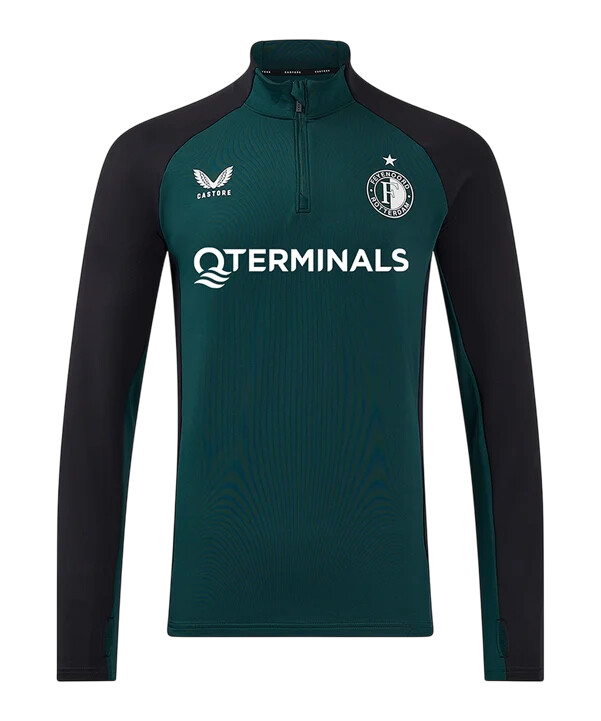 castore feyenoord rotterdam rise pro spillere 14 lynlås sweatshirt børn grøn f107