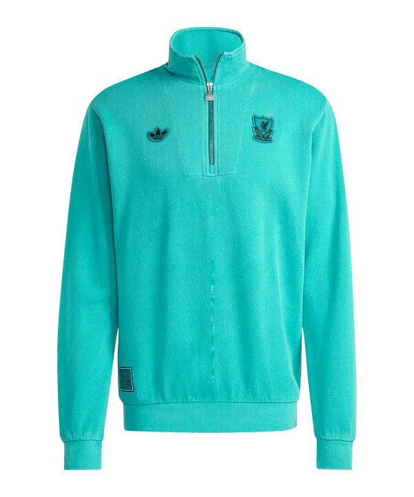 adidas fc liverpool icon sweatshirt med kort lynlås grøn