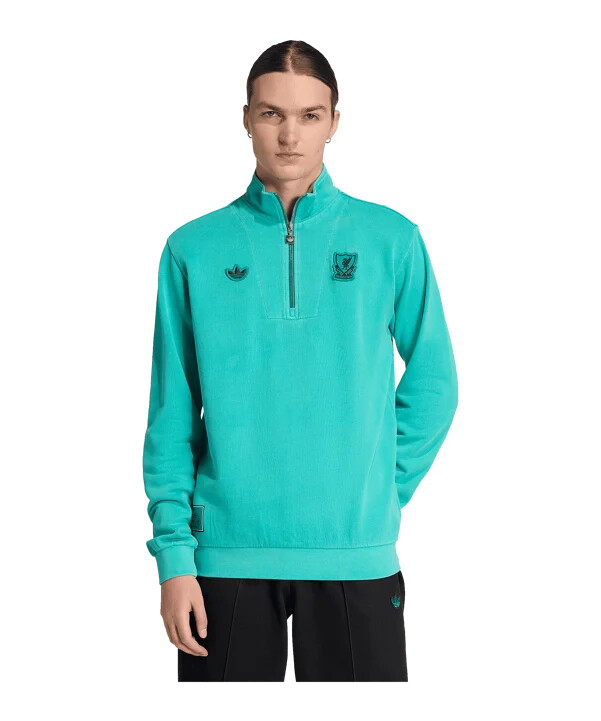 adidas fc liverpool icon sweatshirt med kort lynlås grøn