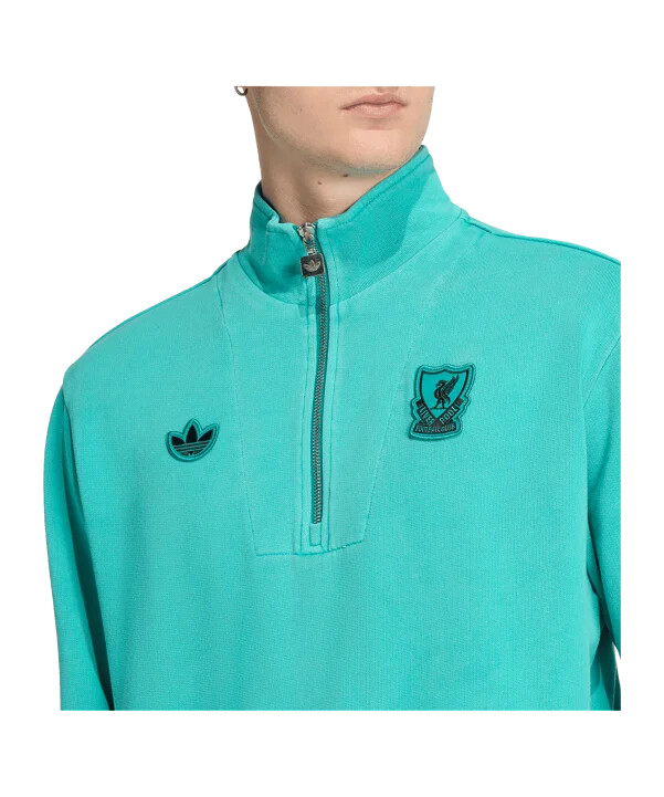 adidas fc liverpool icon sweatshirt med kort lynlås grøn