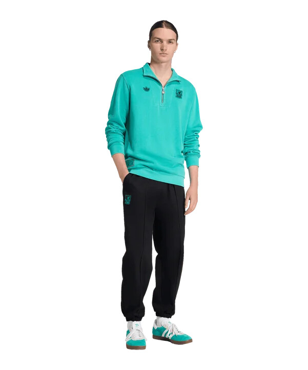 adidas fc liverpool icon sweatshirt med kort lynlås grøn