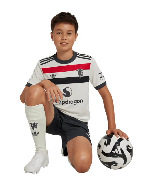 adidas originals manchester united shorts 3. klasse 20242025 børn grå