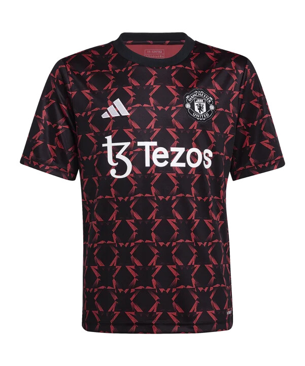 adidas manchester united prematch-trøje 202425 børn sort