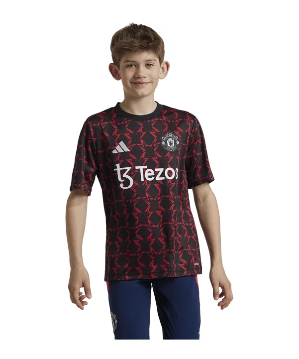 adidas manchester united prematch-trøje 202425 børn sort