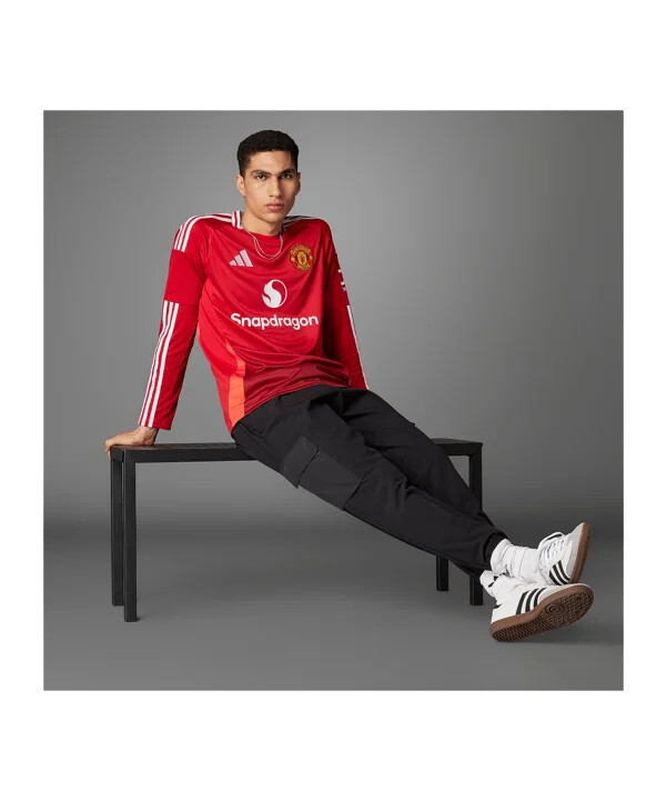 adidas manchester united langærmet hjemmebanetrøje 20242025 rød