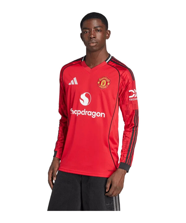 adidas manchester united langærmet hjemmebanetrøje 202526 rød