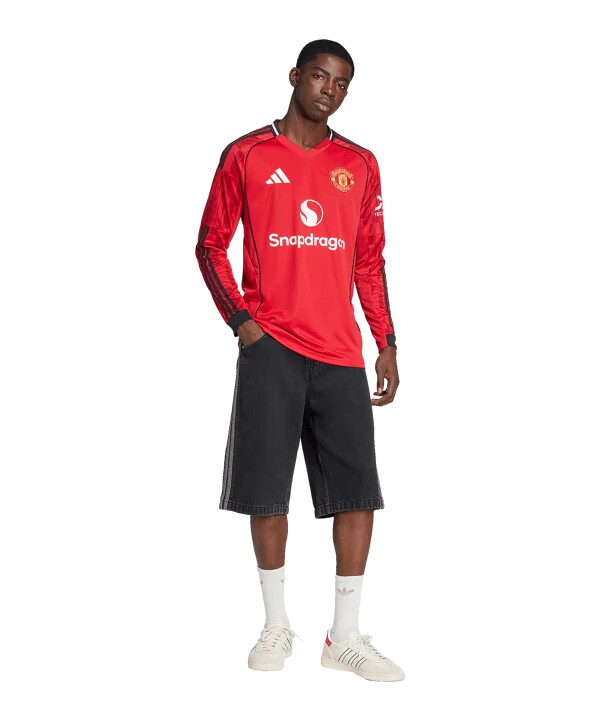 adidas manchester united langærmet hjemmebanetrøje 202526 rød