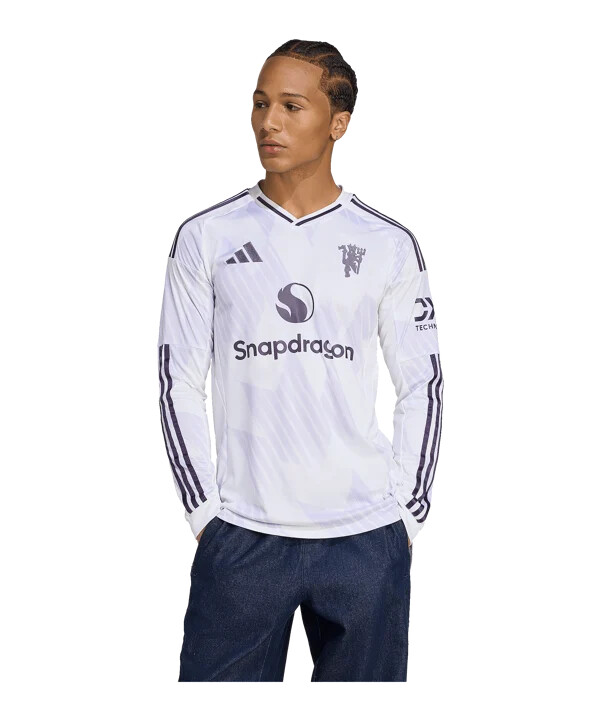 adidas manchester united langærmet udebanetrøje 20252026 hvid