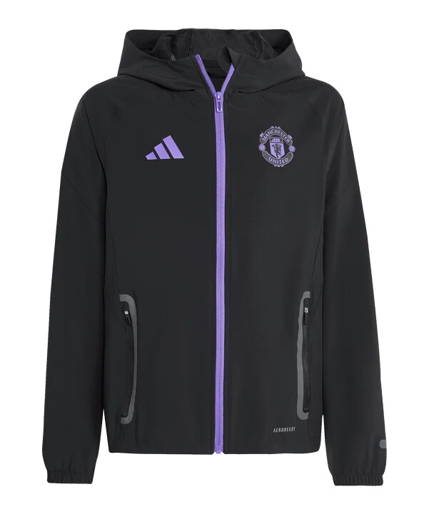 adidas manchester united vis tech rejsejakke børn sort