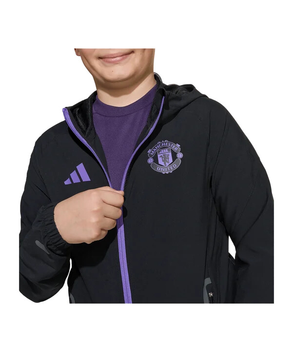 adidas manchester united vis tech rejsejakke børn sort