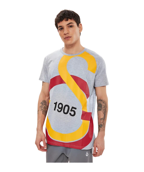 galatasaray istanbul t-shirt med stort logo grå
