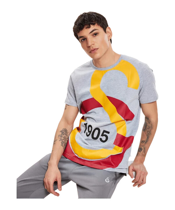 galatasaray istanbul t-shirt med stort logo grå
