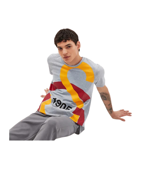 galatasaray istanbul t-shirt med stort logo grå