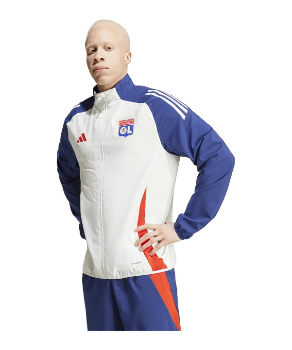 adidas olympique lyon prematch jakke 20242025 hvid