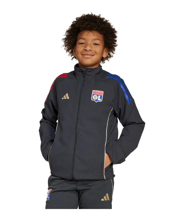 adidas olympique lyon præsentationsjakke børne grå