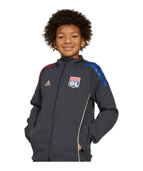 adidas olympique lyon præsentationsjakke børne grå