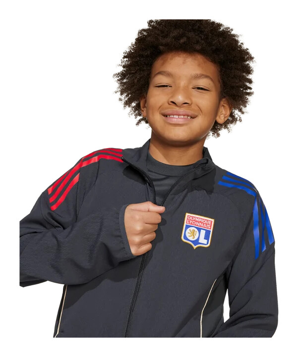 adidas olympique lyon præsentationsjakke børne grå