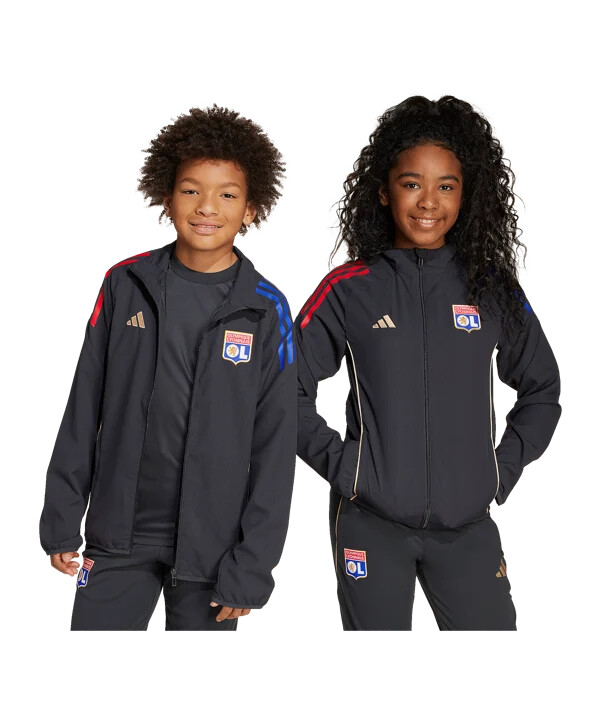 adidas olympique lyon præsentationsjakke børne grå