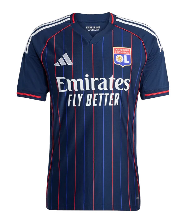 adidas olympique lyon trøje udebane 20252026 blå