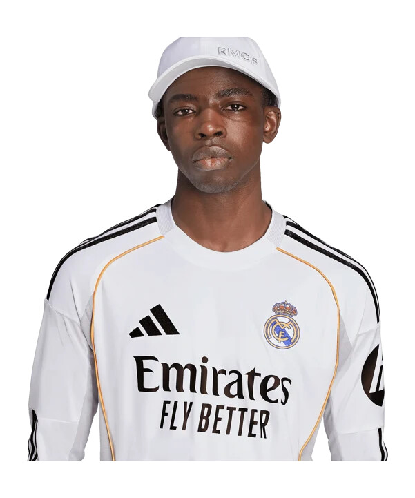 adidas real madrid langærmet hjemmebanetrøje 20252026 hvid