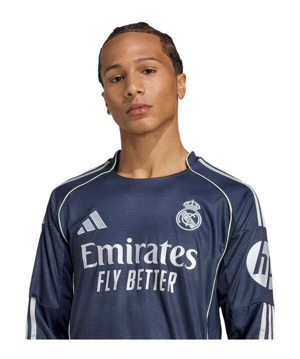 adidas real madrid langærmet udebanetrøje 20252026 blå