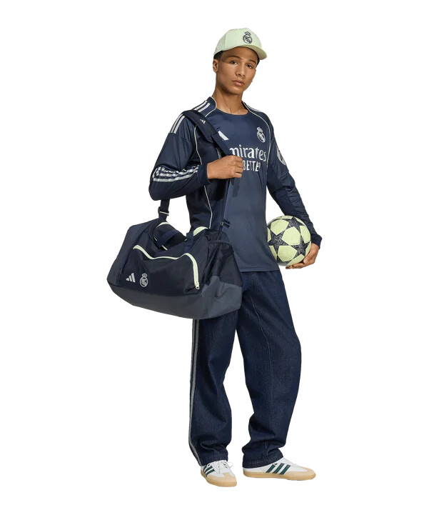 adidas real madrid langærmet udebanetrøje 20252026 blå