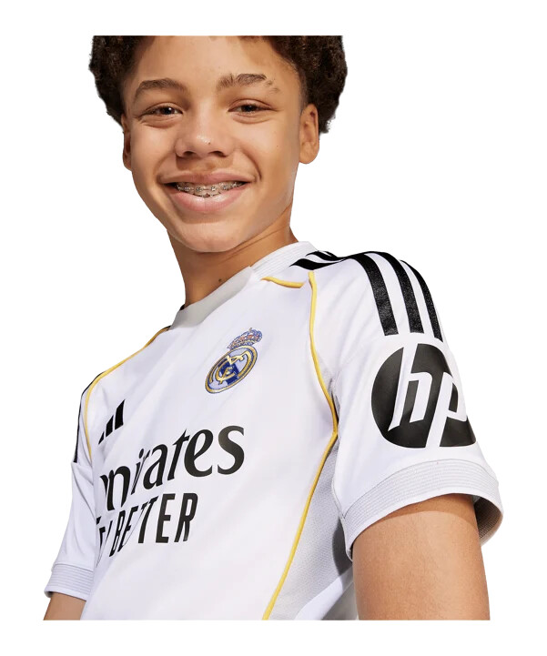 adidas real madrid hjemmebanetrøje 202526 børn hvid
