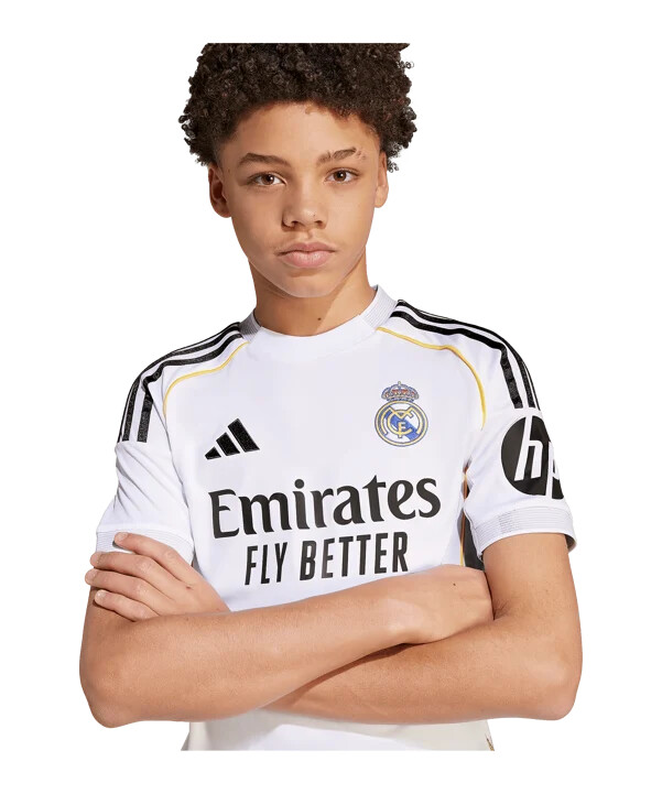 adidas real madrid hjemmebanetrøje 202526 børn hvid