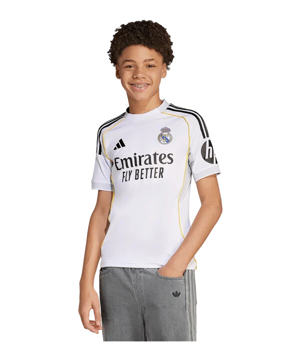 adidas real madrid hjemmebanetrøje 202526 børn hvid
