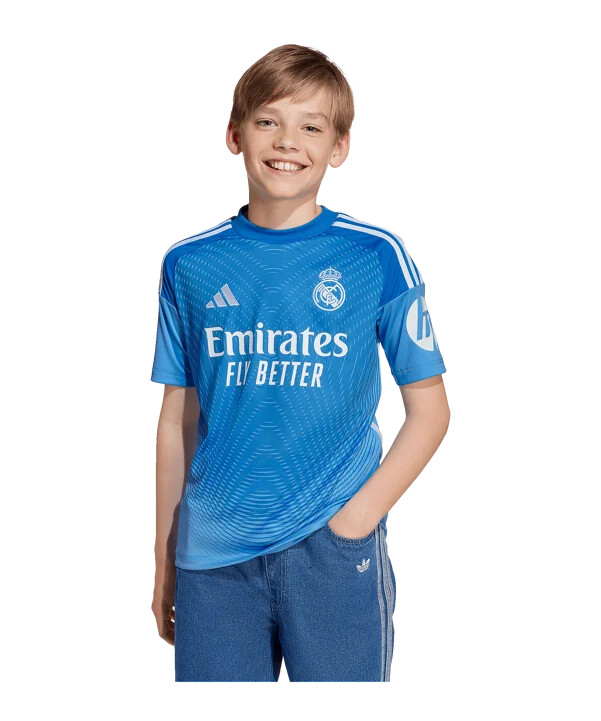 adidas real madrid målmand hjemmebanetrøje 202526 børn blå