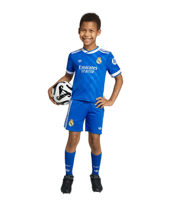 adidas real madrid trikot sæt 3. 20252026 kids blau