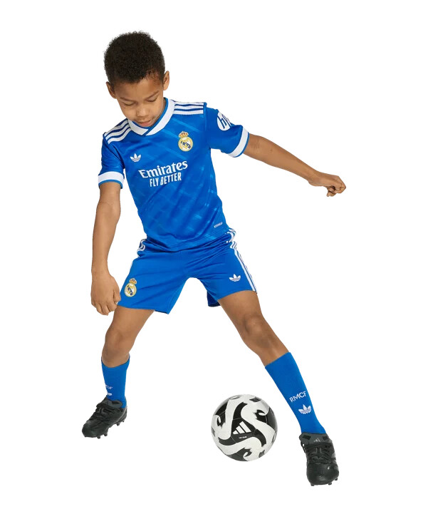 adidas real madrid trikot sæt 3. 20252026 kids blau