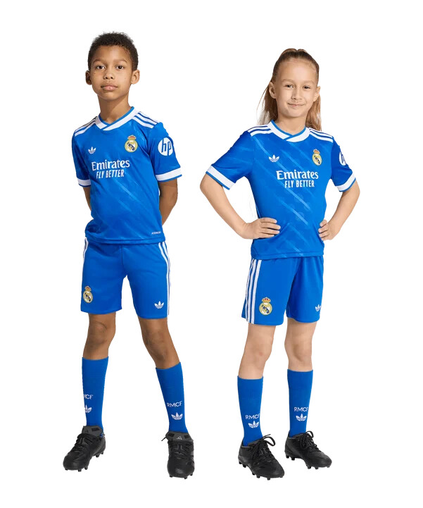 adidas real madrid trikot sæt 3. 20252026 kids blau