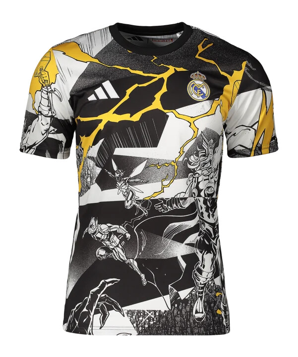 adidas real madrid avengers prematch t-shirt 20252026 børn hvid