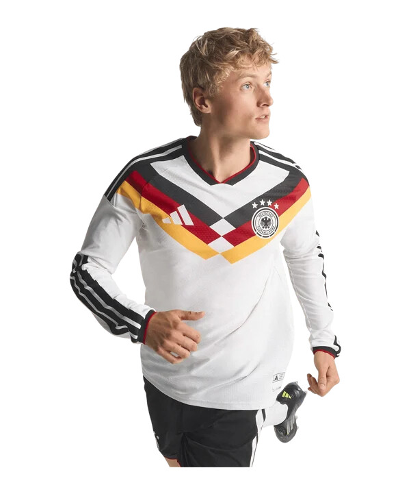 adidas dfb tyskland autentisk langærmet hjemmebanetrøje vm 2026 hvid